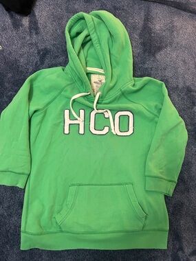Y2k Hollister Bright Green HCO Pullover Hoodie 3/4 sleeve